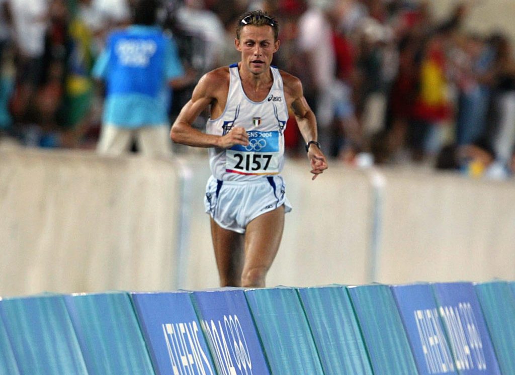 Stefano Baldini alle Olimpiadi di Atene nel 2004, Foto Ansa