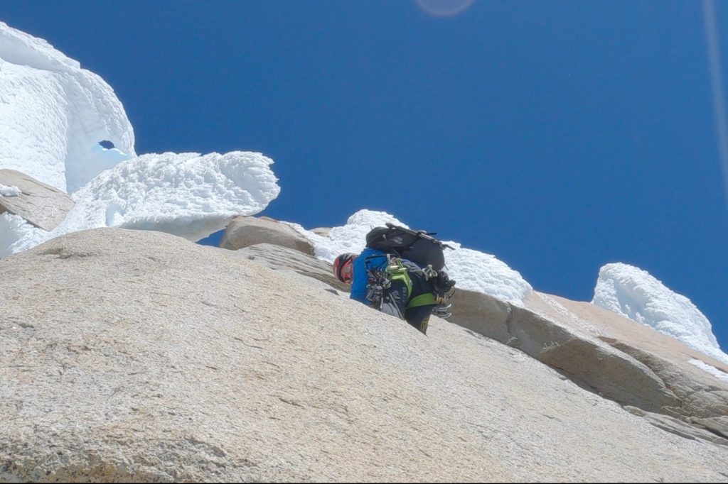 Una delle ultime foto di Korra Pesce sulla nord del Cerro Torre. Foto Matteo Della Bordella