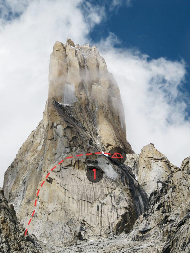 Il campo alto posto a 5500m sulla Nameless Tower. Foto Polski Himalaizm Sportowy