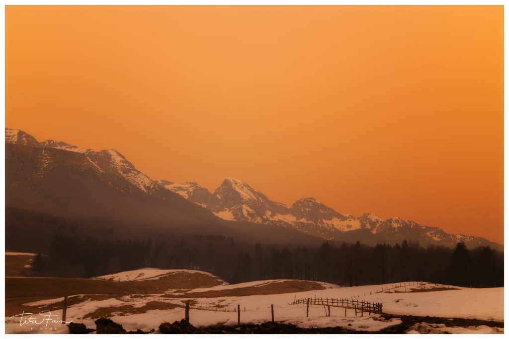 Cieli arancio a Col Indes, Tambre (BL) - Foto Tita Lorenza Fain