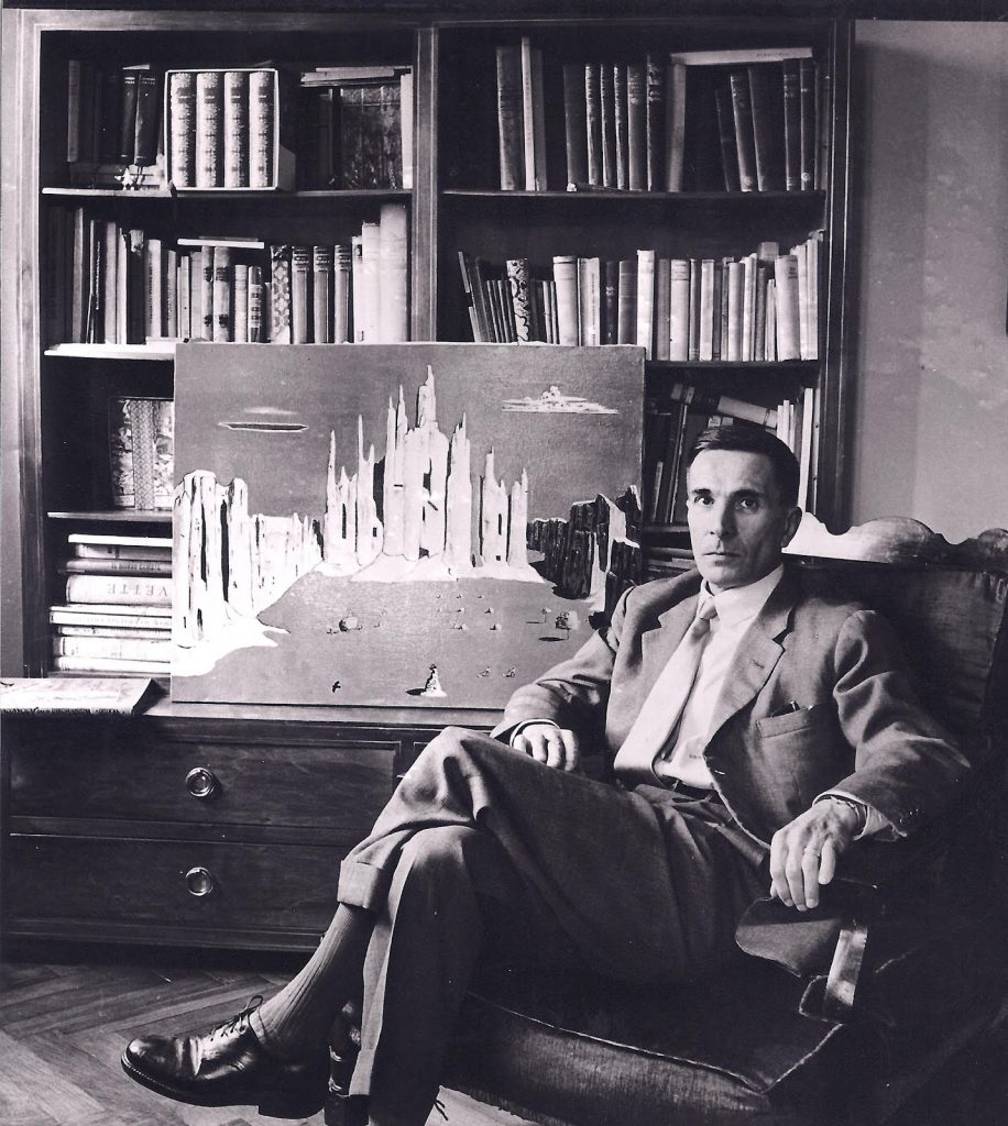 Dino Buzzati e il suo quadro, Piazza del Duomo di Milano.