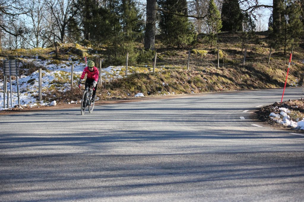Paola Gianotti durante la pedalata da Stoccolma a Milano. Foto archivio Paola Gianotti