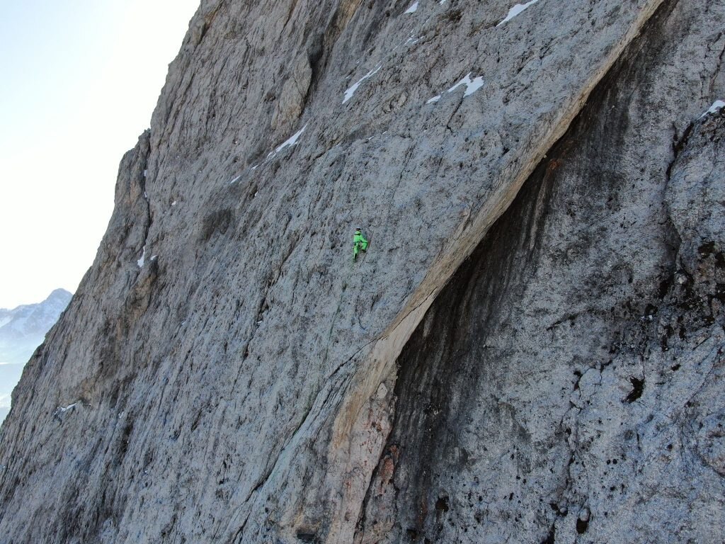 Durante la solitaria al Sass de Putia. Foto archivio Simon Gietl