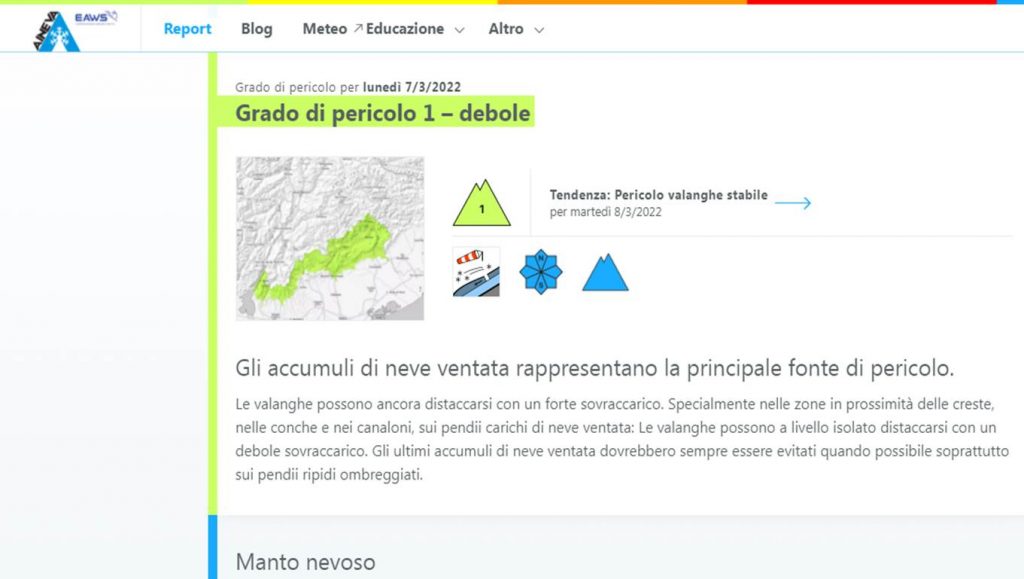 Dettagli del bollettino sovraregionale - Sito AINEVA
