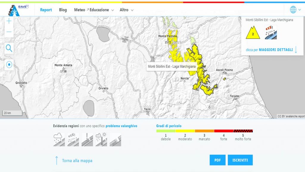 Bollettino sovraregionale, Monti Sibillini - Sito AINEVA