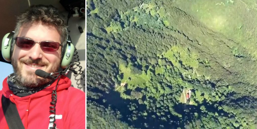 Il pilota padovano di 33 anni, Corrado Levorin, e il luogo del ritrovamento dell