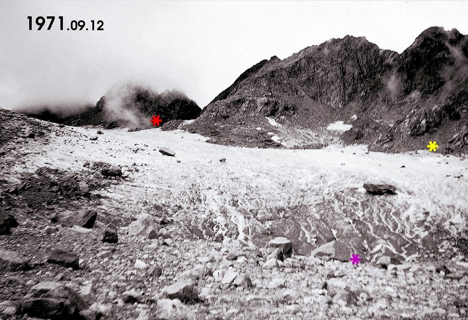 Un schiacciante confronto fotografico tra le situazioni del 1971 e del 2022 (stazione "S2", a pochi metri dall