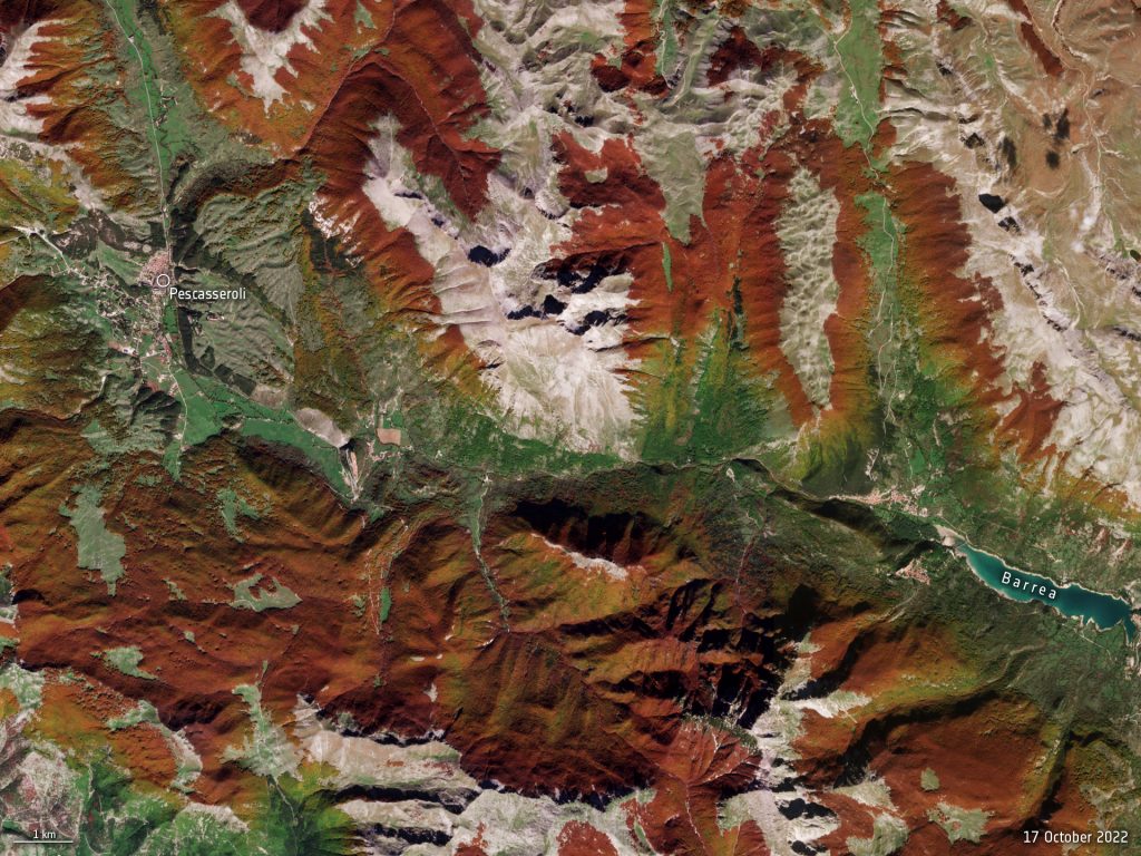 Foliage autunnale nel PNALM - Credits: contains modified Copernicus Sentinel data (2022), processed by ESA, CC BY-SA 3.0 IGO