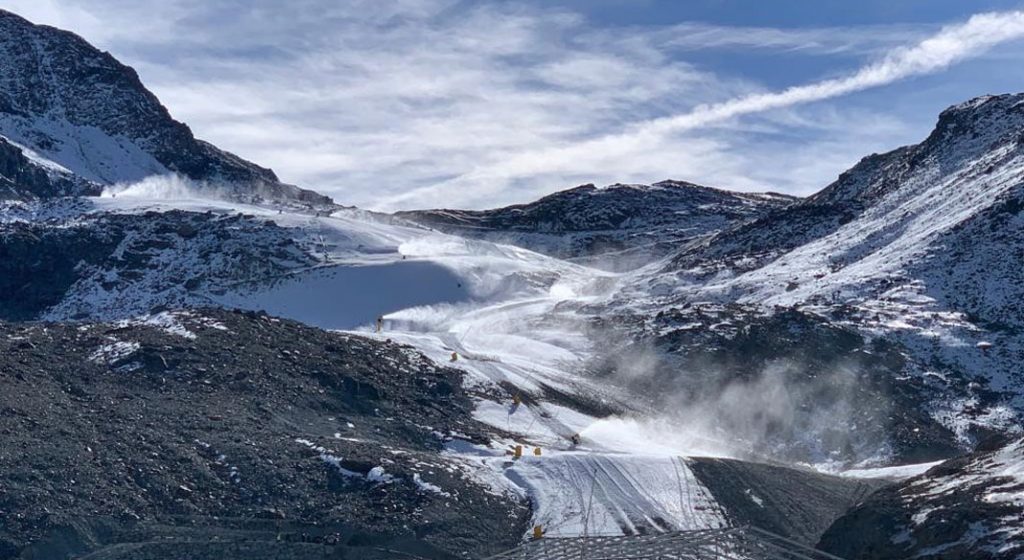 La pista di Cervinia che non ha consentito il disputarsi della gara di Coppa del Mondo. Foto FISI