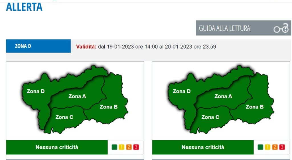 Allerta rientrata in zona D - 20.01.2023
