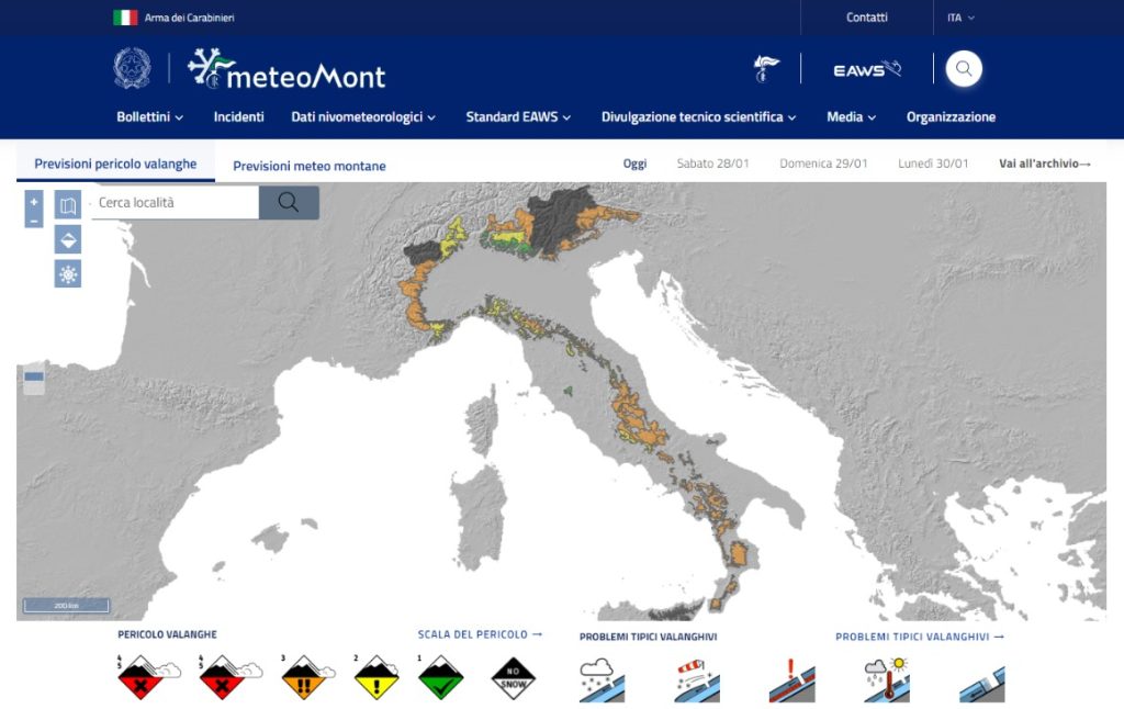 Bollettino Servizio Meteomont Carabinieri 27.01.2023