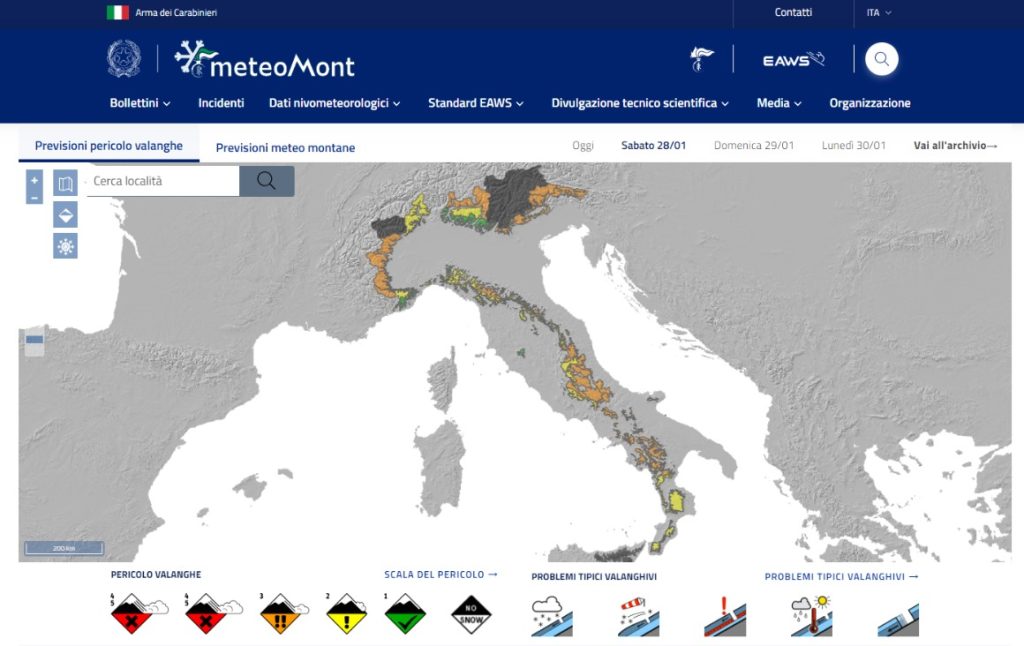 Bollettino Servizio Meteomont Carabinieri 28.01.2023