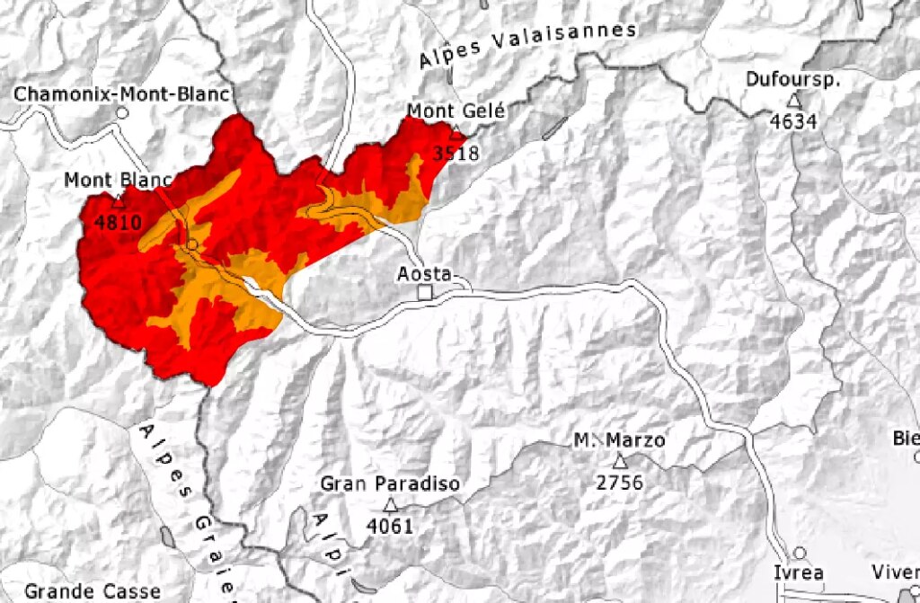 Pericolo valanghe VDA, grado 4 - Bollettino AINEVA 18.01.2023