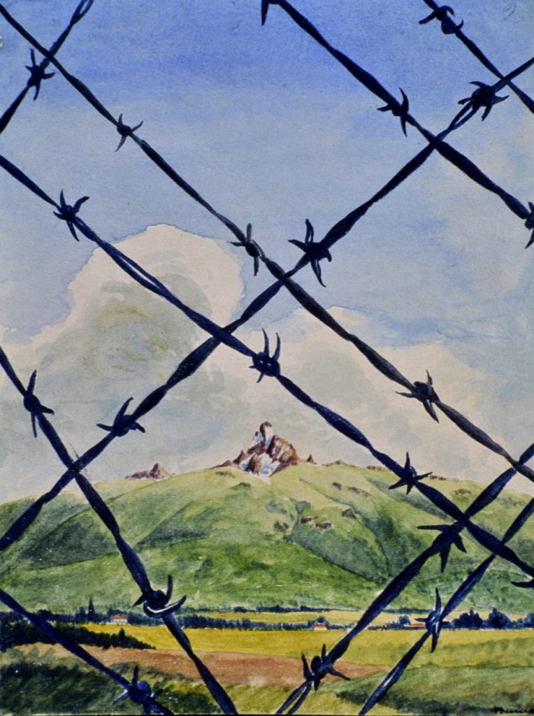 Acquerello di Felice BenuzzI, il Monte Kenya dal Camp 354