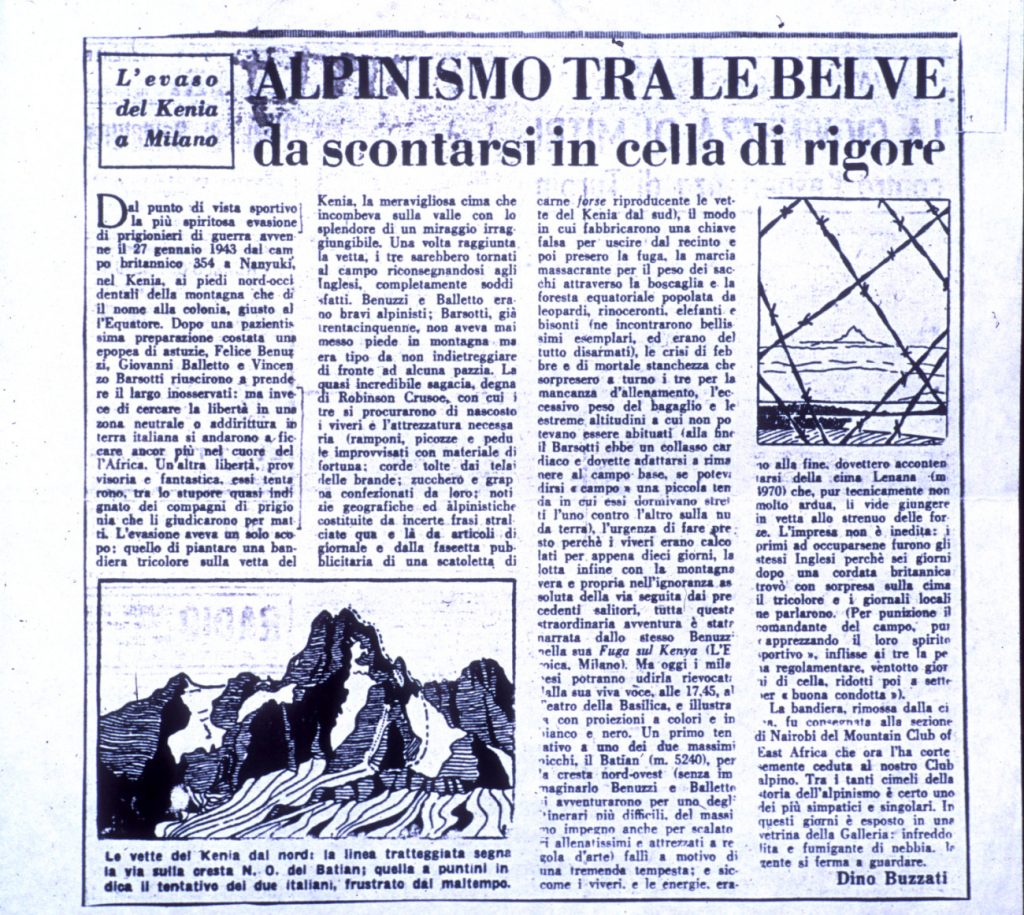 Un articolo dedicato da Dino Buzzati a Benuzzi
