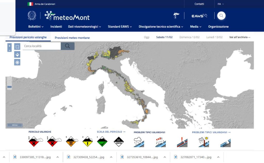 Bollettino Servizio Meteomont Carabinieri - Sabato 11.02.2023