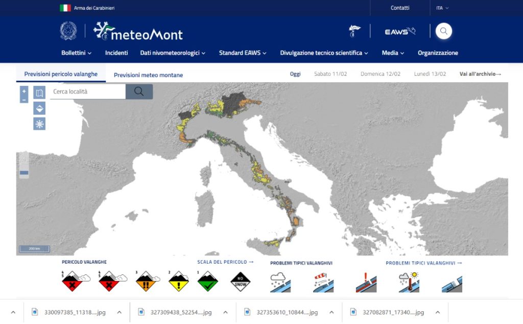 Bollettino Servizio Meteomont Carabinieri - Venerdì 10.02.2023