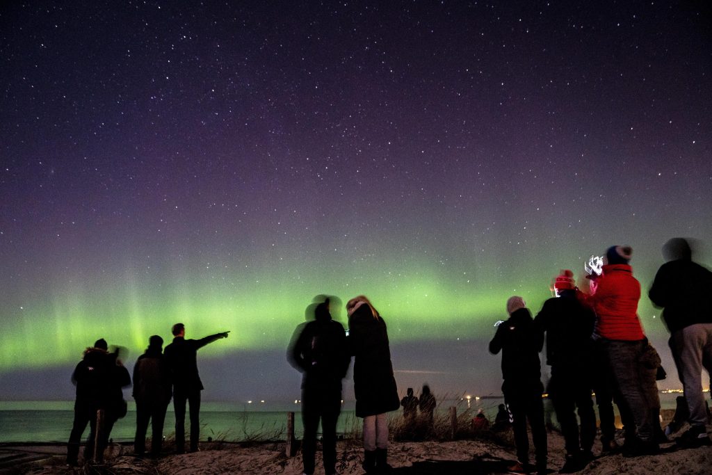 Aurora boreale in Danimarca 27.2.2023 - Foto ANSA EPA/Mads Claus Rasmussen DENMARK OUT