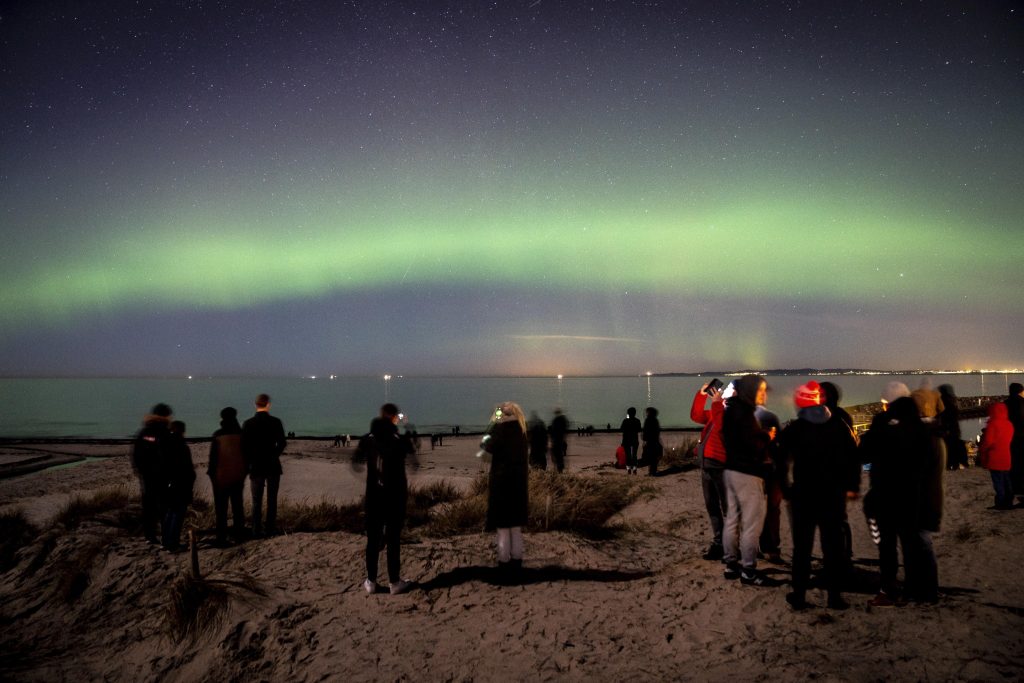 Aurora boreale in Danimarca 27.2.2023 - Foto ANSA EPA/Mads Claus Rasmussen DENMARK OUT