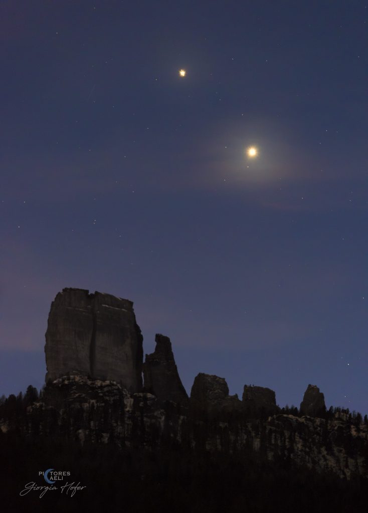 5 torri con Venere e Giove 28 febbraio - Foto Giorgia Hofer