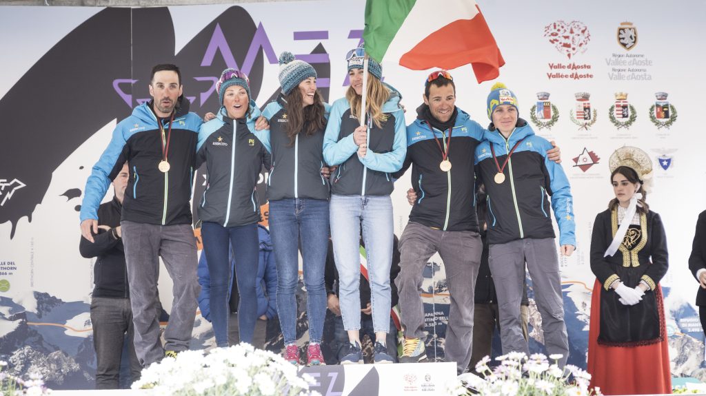 Gli italiani, podio maschile e podio femminile. Foto Ufficio Stampa Trofeo Mezzalama