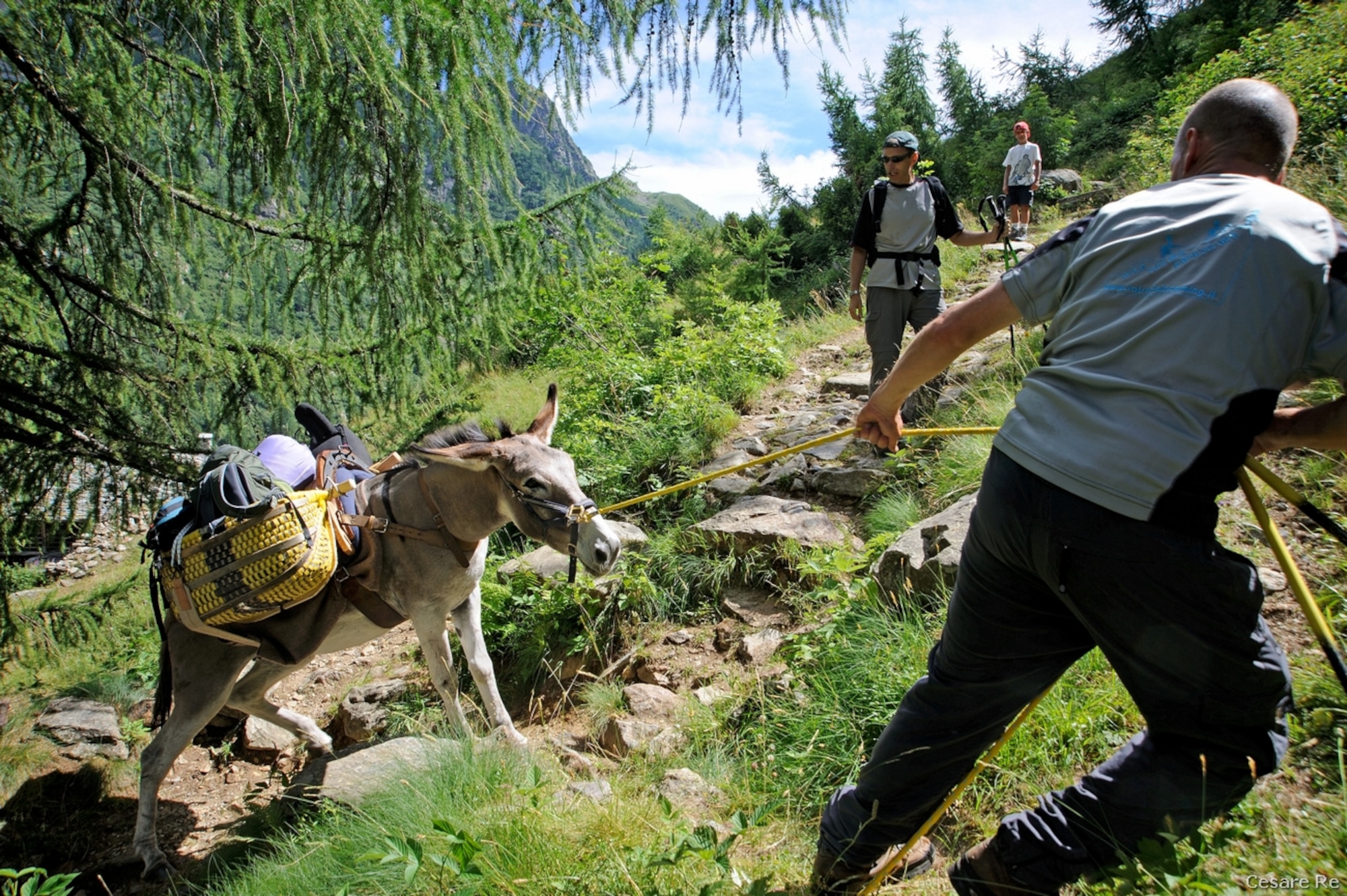 Breve incoraggiamento per Sofia, lungo la salita verso l’Alpe Larecchio. Foto di Cesare Re