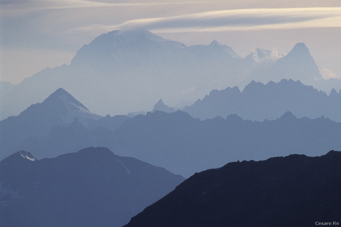 Monte Bianco dalla cima della Testa Grigia. Foto di Cesare Re