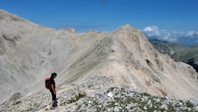 La cresta tra il Monte Cafornia e il Velino. Foto di Stefano Ardito