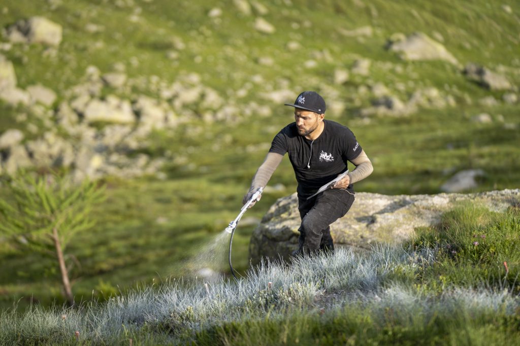 Saype durante la realizzazione dell