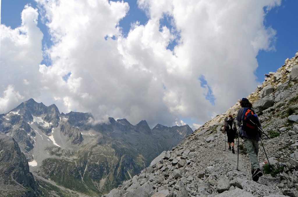 Dal ghiacciaio tornando verso il rifugio. Foto di Cesare Re