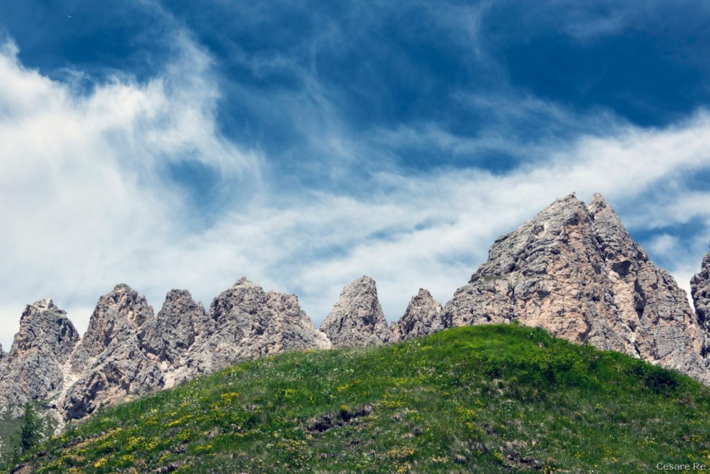 Il gruppo del Cir, dal Passo Gardena, con il Gran Cir sulla destra Ph Cesare Re