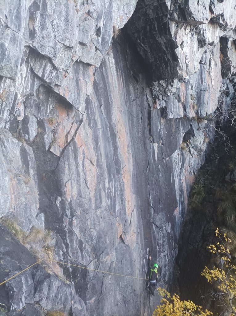 Felice Ghiringhelli sul primo tiro del Gran Diedro del Lesino