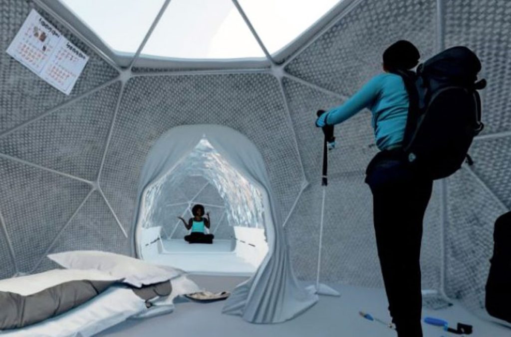 Il corridoio che connette le cupole geodetiche - @The NeveRest Project