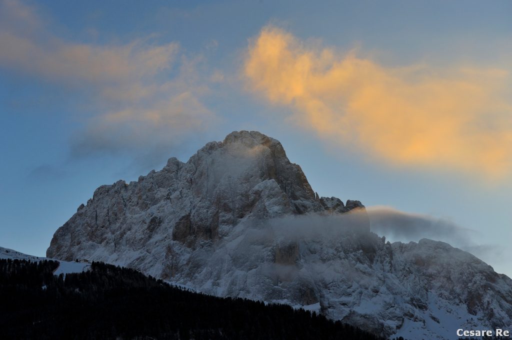 Alba sul Sassolungo, foto Cesare Re