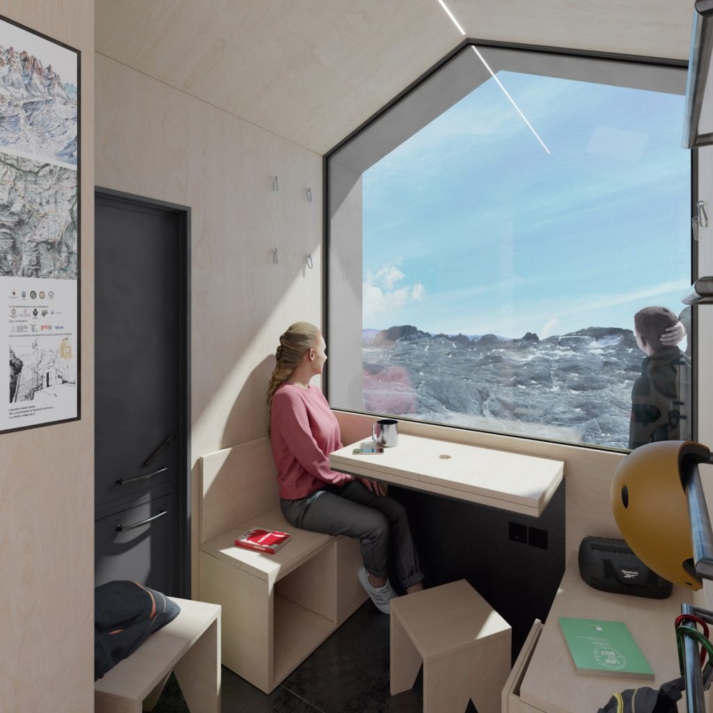 Come sarà linterno dei tre bivacchi Foto Courtesy CAI Fiamme Gialle