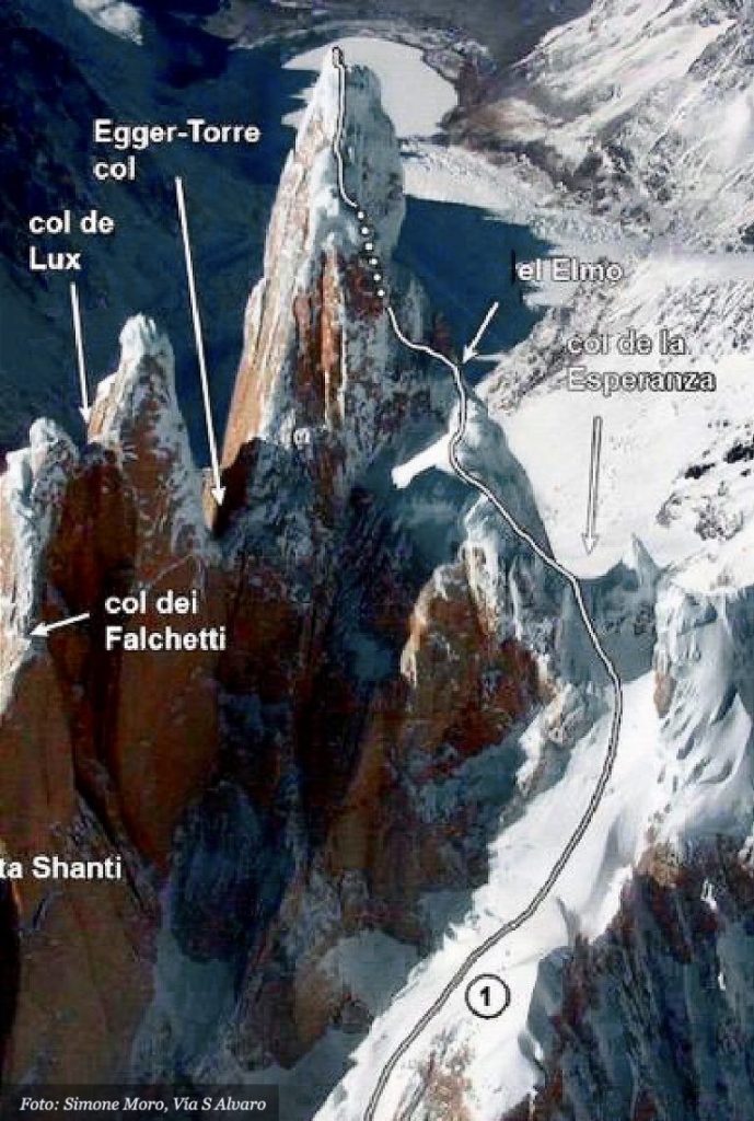 La via dei Ragni al Cerro Torre. Foto Simone Moro