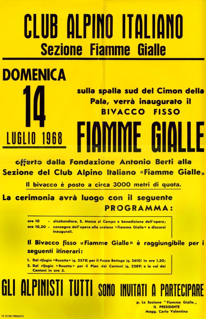 Locandina storica bivacco Fiamme Gialle