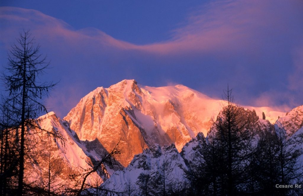 Alba sul Monte Bianco, da Planpincieux. Foto Cesare Re
