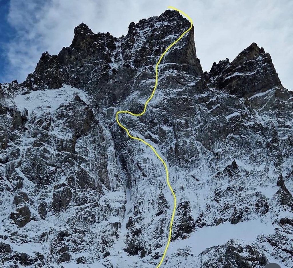 La via salita dai tre francesi sul Pic Sans Nom Foto IG Benjamin Védrines