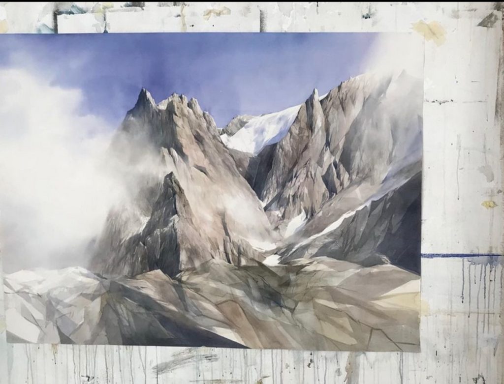Le Grandes Jorasses in un acquerello di Silvia De Bastiani