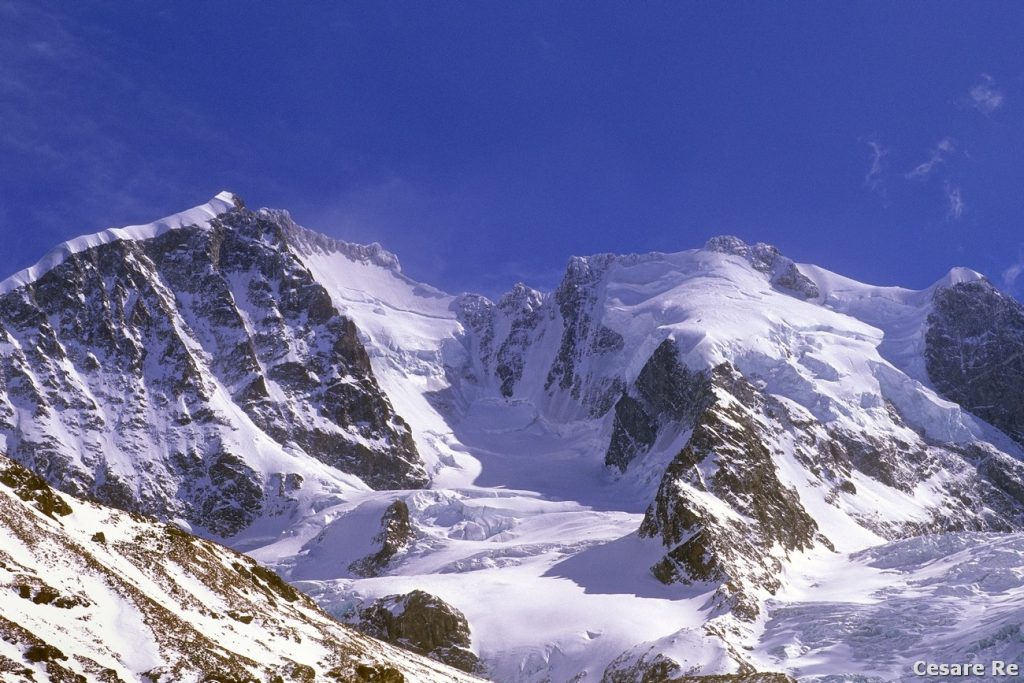 Lo spettacolo del Bernina con la cresta Bincograt sulla sinistra. Foto Cesare Re
