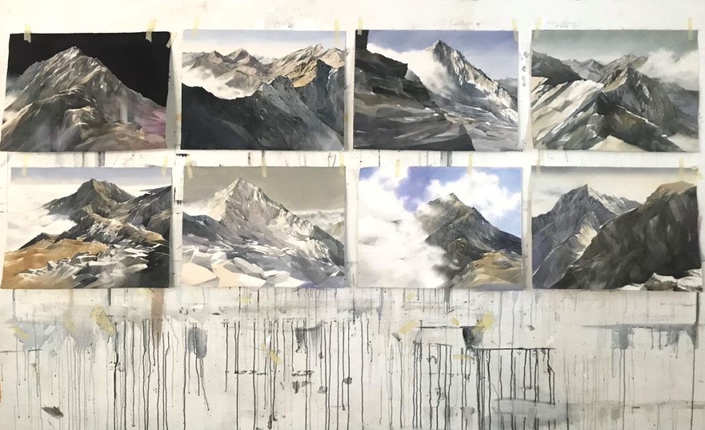 una wall di acquerelli di Silvia De Bastiani