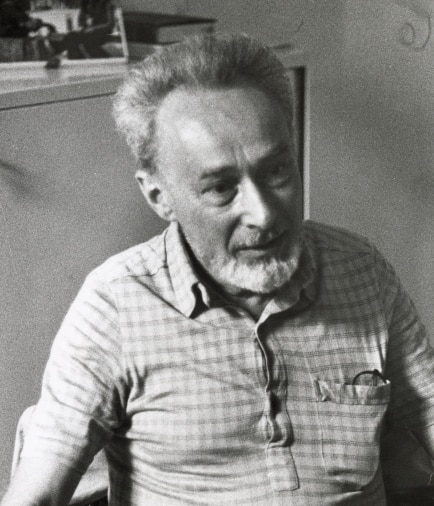 Primo Levi nel 1984, in occasione dell’intervista di Alberto Papuzzi, pubblicata sulla “Rivista della montagna”. Foto di Enrico Camanni. @Centro Documentazione Museo Nazionale della Montagna – CAI Torino