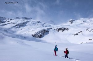 Con le ciaspole verso il Weissee Glacier. Foto Alberto Nardi