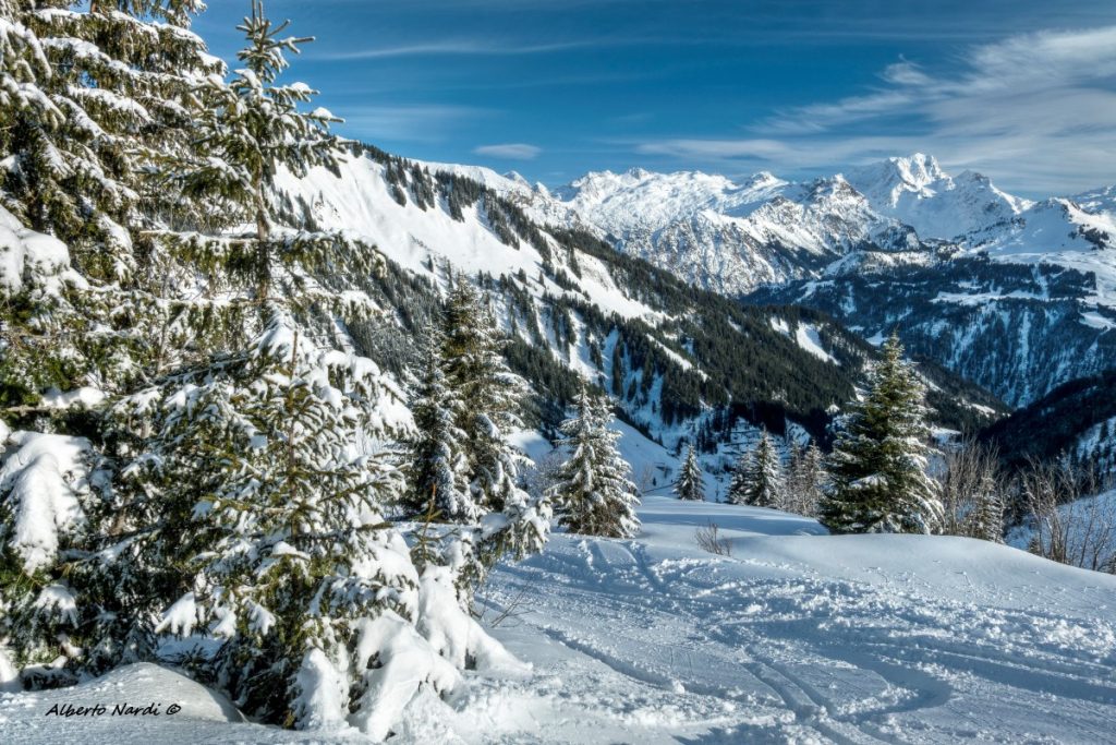 Belle discese in neve fresca dal monte Hahnenkopfle. Foto Alberto Nardi