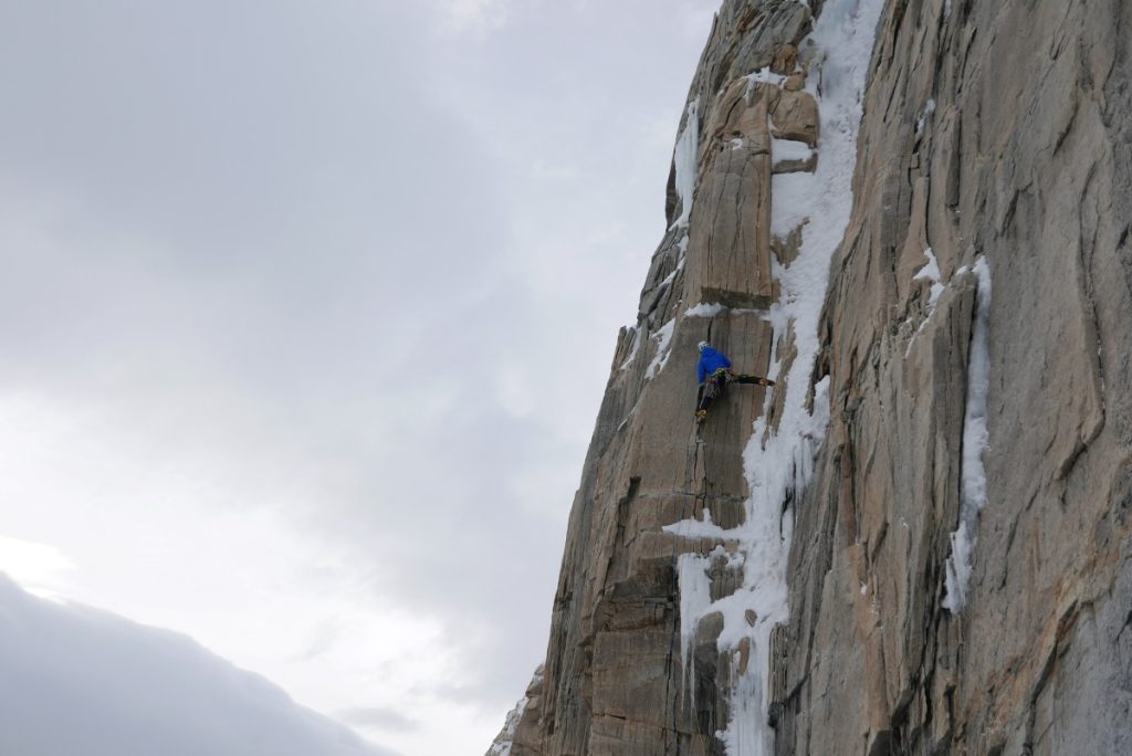 Un momento della scalata sul Cerro Murallon
