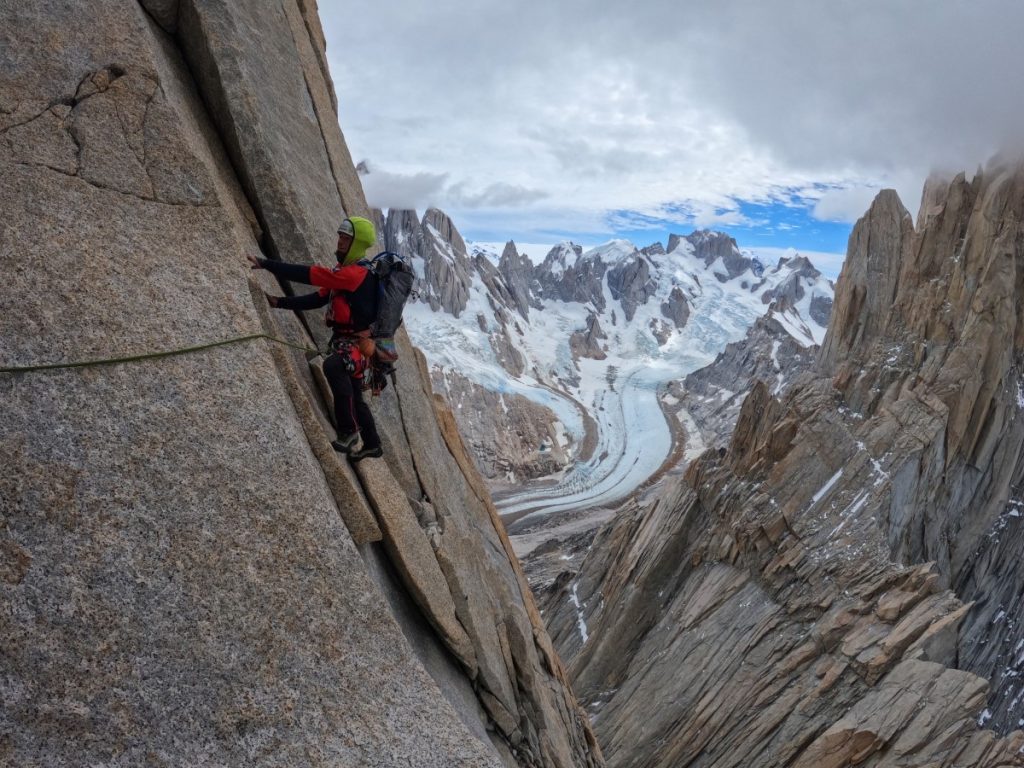 Un momento della scalata sul Pilastro Goretta