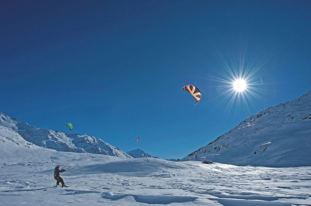 Snowkite a Montespluga, sopra Madesimo