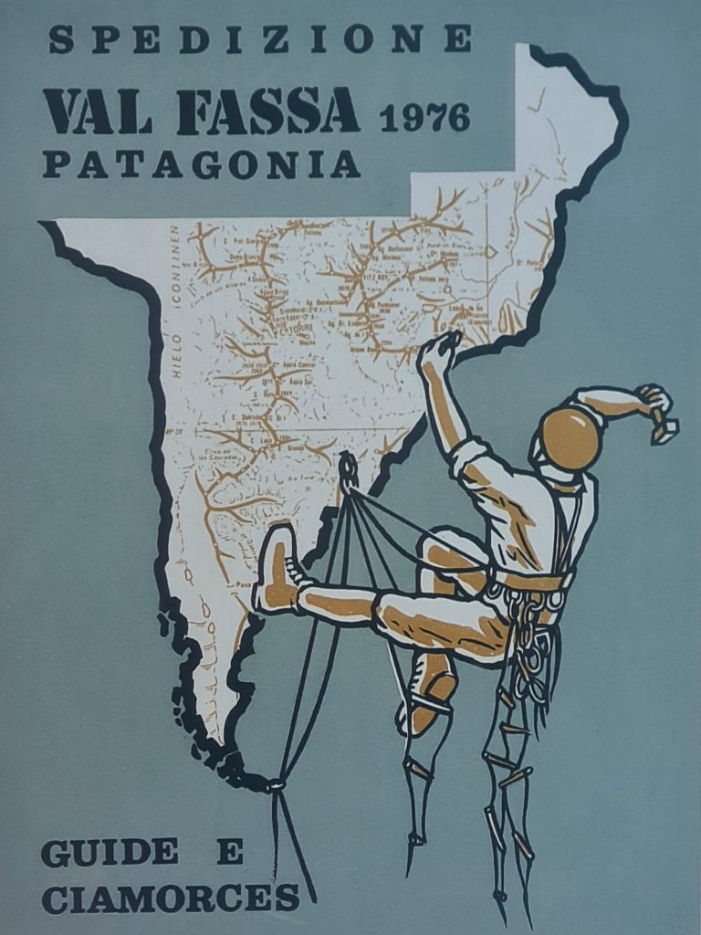 1976, il logo della spedizione in Patagonia