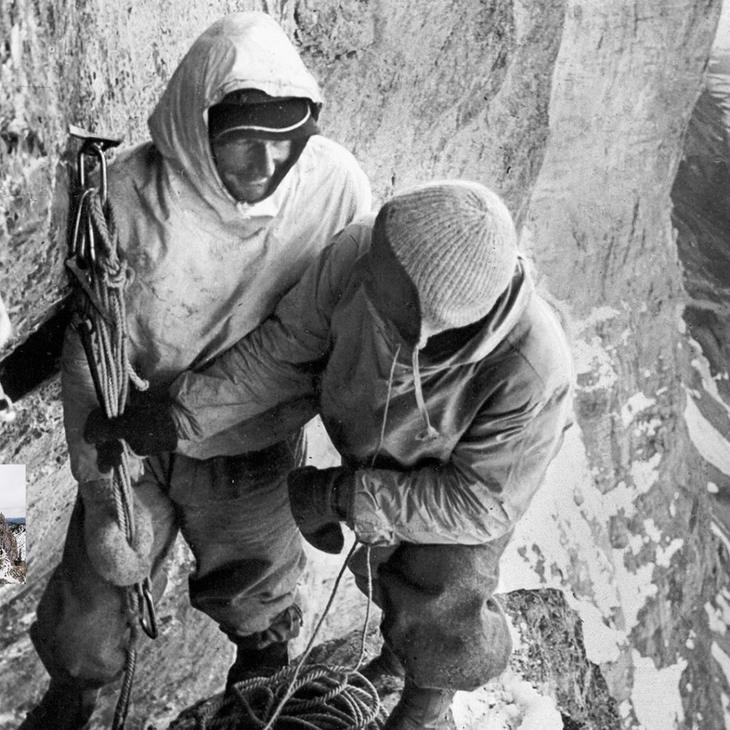 Heckmair e Vorg durante la salita della Nord dell